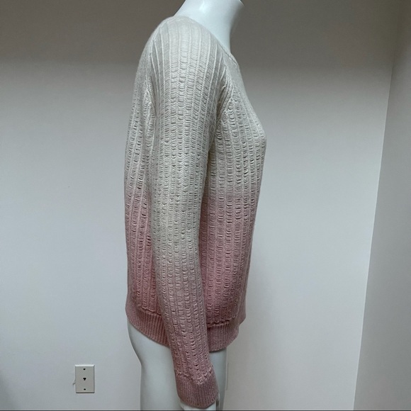 360 CASHMERE Pink/Off White Ombré Knit Long Sleeve Sweater L - Picture 3 of 6